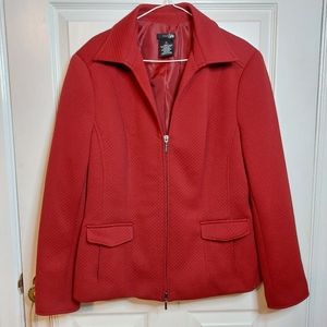 East 5th Red Quilted Jacket Fully Lined Zip Up Blazer Minimalist Preppy Size 14